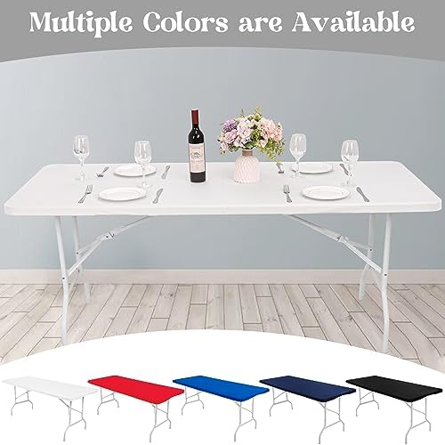 6 Pack Spandex Table Top Cover for 6FT Rectangle Tables, Stretch Fitted Tablecloth Washable Rectangle Table Covers with Elastic Edge for Indoor Outdoor Party Picnic Camping (30" W x 72" L, White) - Image 7