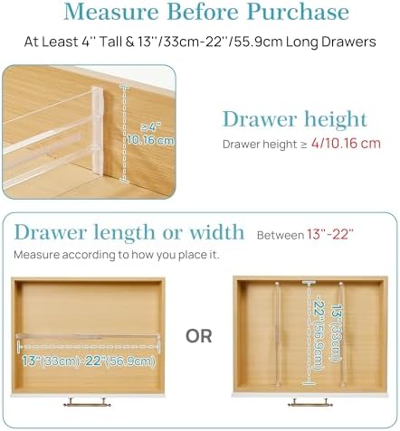Vtopmart 4" High Drawer Dividers for Clothes, 13"-22" Adjustable, 12 pack | Expandable Dresser Drawer Organizer, Clear Plastic Separators for Dresser, Baby Clothing, Underwear, Cosmetic, Toiletries - Image 3