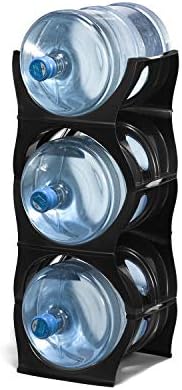 Bariboo Stackable Water Bottle Storage Rack Best Water Jugs 5 Gallon Organizer. Jug Holder for Kitchen, Cabinet and Office Organizing. Reinforced Polypropylene (Coal Black, 3 No Shelf) by Bariboo