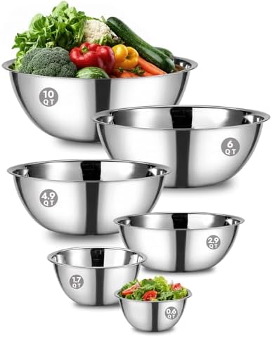 CURTA 6 Piece Stainless Steel Mixing Bowls Set (0.6–10 QT) - Image 2