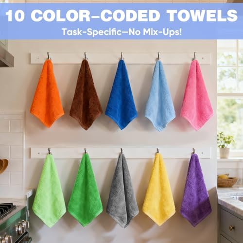 10 Colors Microfiber Cleaning Cloths, 400 Pack Assorted Cleaning Rags - Image 2