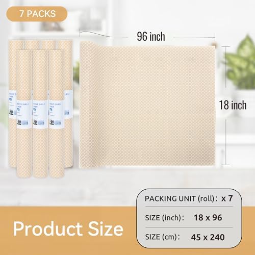FIFTY FEET 18"x96" Non-Adhesive Shelf Liner for Kitchen Cabinets and Drawers, Washable Non-Slip PVC Cabinet Liner (Yellow Circle)(7 Roll) - Image 5
