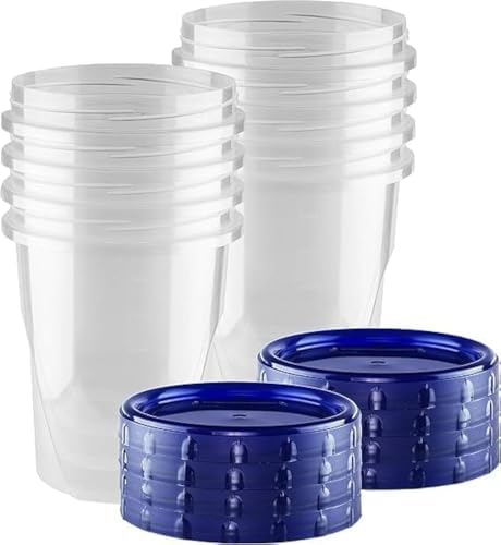 32 oz - 16 Piece Set, 8 Twist Top Food Deli Containers - 8 Screw And Seal Lids, Stackable Reusable Quality Plastic Storage Containers with Screw-on Lids - BPA Free by HomeyGear