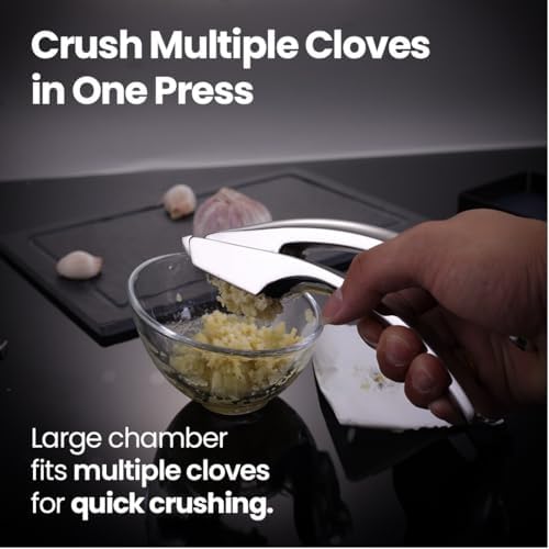 Gourmet Easy Lifetime Replacement Garlic Press, No Need to Peel, Fine Mince | Detachable Design for Easy Cleaning, Ergonomic Handle for Effortless Press, Stainless Steel Rust-Resistant, Dishwasher Safe - Image 3