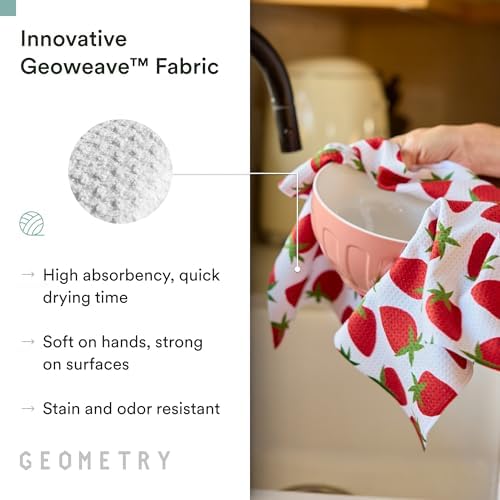 GEOMETRY Tea Towels – Spring & Summer Collection – Quick-Dry, Ultra-Absorbent, Reusable Microfiber Kitchen Towels for Drying & Cleaning - Berry Sweet - 1 Pack - Image 4