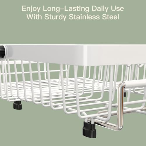 MAJALiS White Dish Drying Rack Over The Sink with Utensil Holder - Image 5