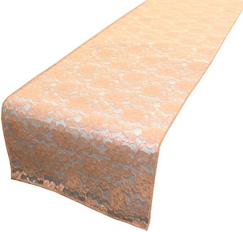 Zen Creative Designs 10 Pack Floral Lace Table Runner Sheer Lace Event Party Wedding Table Decor (12" by 144", Peach) by ZenCreativeDesigns