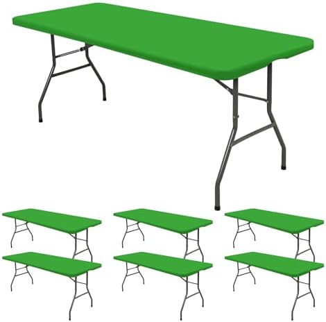 6 Pack Stretch Table Top Cap Cover, Green, 30" x 96" by REWOMC