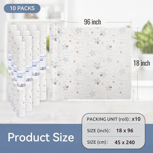 FIFTY FEET 18"x96" Non-Adhesive Shelf Liner for Kitchen Cabinets and Drawers, Washable Non-Slip PVC Cabinet Liner (White Floral)(10 Roll) - Image 5
