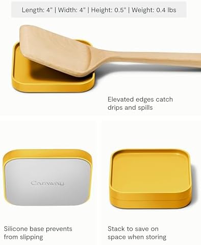 Caraway Spoon Rest Set of 4, Stackable Spoon Holder for Kitchen Counter | Drip Catching, Heat-Resistant Design, Non-Slip Base, Marigold - Image 2