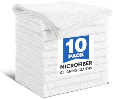 TEAWOO 10 PCS White Microfiber Cleaning Cloths, Assorted Cleaning Rags by TEAWOO
