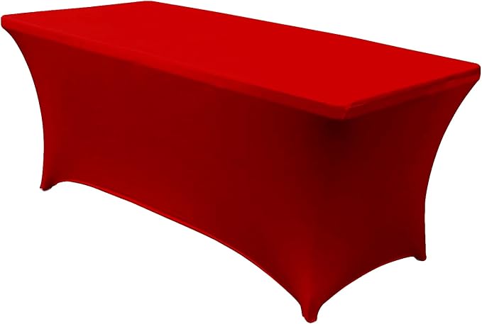 MDS® Pack of 15 Spandex Tablecloth 4FT Tight Fitted Stretch Table Cover – Washable Wrinkle-Free Reusable Elastic Patio Tablecloth for Wedding, Party, Banquet, Trade Show, Event Décor - Red by MDS