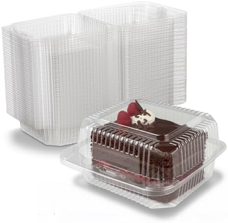 MT Products Cake Slice Container 5.25" x 5.63" x 3.17" - Clear Square Plastic Containers for Food - Disposable Dessert Containers - Deep Sandwich Containers (500 Pieces) - Made in the USA by MTProducts