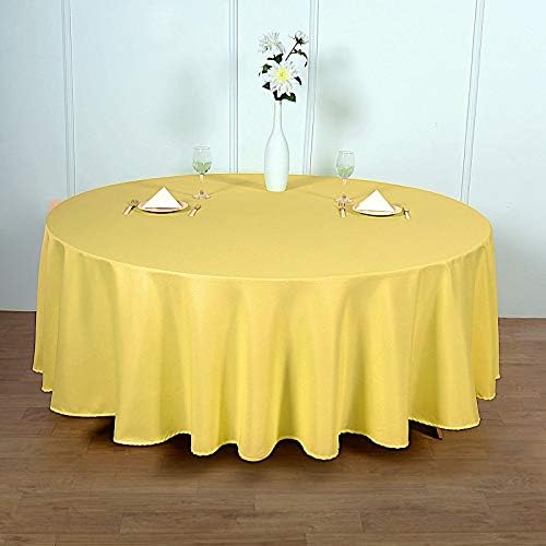 BalsaCircle 6 pcs 108 inch Yellow Round Polyester Tablecloths Fabric Table Cover Linens for Wedding Party Banquet Reception Events Kitchen Dining - Image 5
