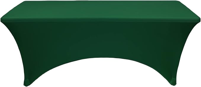 YOUR CHAIR COVERS - 4ft Hunter Green Rectangular Spandex Table Covers Fitted Tablecloth Wedding Event Patio Decorations Elastic Fabric Stretch for Folding Table - Image 2
