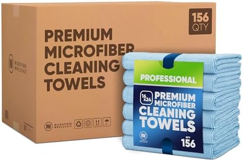 Microfiber Wholesale 16" x 24" Pro Multi Surface Microfiber Towels | Case of 156 | Blue by MicrofiberWholesale