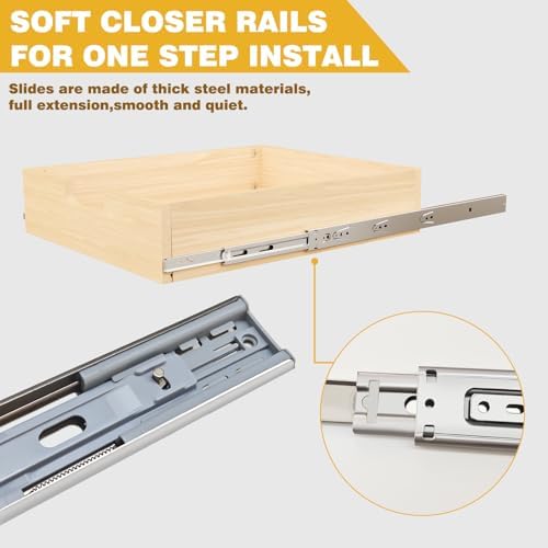 Pull Out Cabinet Organizer, 14''W×21''D×19''H Soft Close Slide Out Wooden Pull out Drawers, Three Tier Slide out Wood Cabinet Organizer, for Base Cabinet Organization in Kitchen, Pantry, Bathroom - Image 4