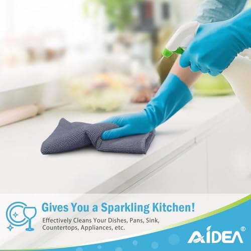 AIDEA Gray Microfiber Cleaning Cloth-24PK, Cleaning Rags 12"x 16" Absorbent - Image 5