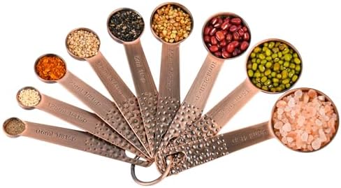 Copper Measuring Cups and Spoons Set 20 for Kitchen & Baking, Metric & US Stainless Steel Measuring Cups and Spoons with Leveler for Dry & Liquid, 8 Copper Plated Measure Cup & 9 Spoon - Image 4