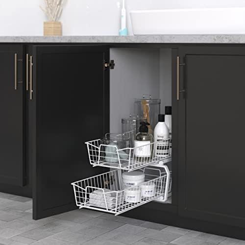 ClosetMaid 11 in. Pull Out Cabinet Organizer, 2 Tier, Heavy Duty, Slide Out Pantry Shelves Drawers for Kitchen, Bathroom, White - Image 5