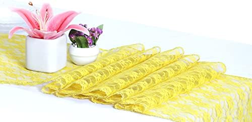 MDS Pack of 20 Wedding 12 x 108 inches Lace Table Runner for Wedding, Decorations for Birthday Parties, Banquets, Graduations, Engagements, and Runners fit Rectangle, Round Table- Yellow - Image 3