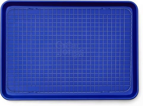 Great Jones Holy Sheet Pan & Big Chill Rack Set (Blueberry) | Nonstick, Aluminized Steel | 18.5"x13.5" Heavy-Duty Sheet Pan & Cooling Rack | For Baking, Roasting, Broiling | Oven & Dishwasher Safe by GreatJones