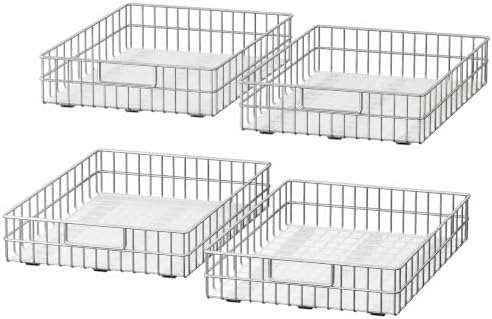 Pull out Cabinet Organizer, Stainless Steel 4-Pack (20.1"W x 21"D) Full-Extension Slide out Drawer, Adhesive Roll out Can Spice Storage Basket Shelf Rack for Pantry, Kitchen, Bathroom, Home Closet by Kitstorack
