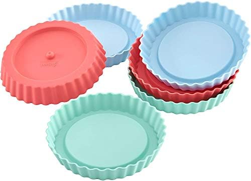 LURCH Germany Flexiform Silicone Mini Round Tartlet Molds - Set of 6 - Pink/Green/Blue by Lurch