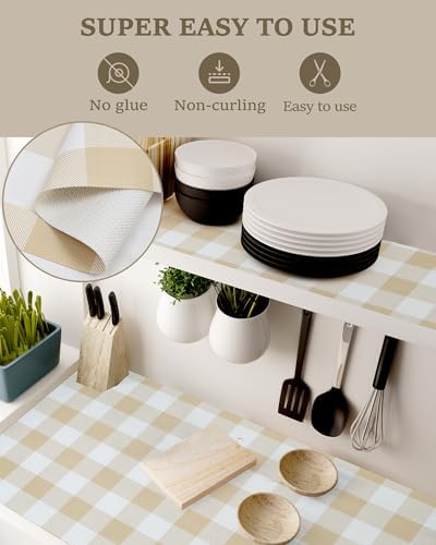 Shelf Drawer Liners for Kitchen Cabinet Non-Adhesive Beige 11.8In x 10FT - Image 4