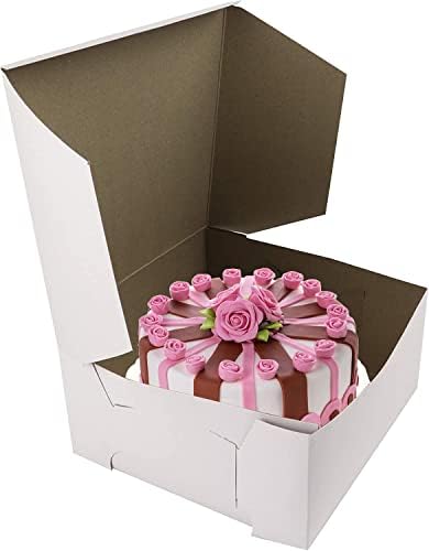 O’Creme Cake Boxes – White Bakery Boxes – 7 x 7 x 4 Inch Pastry Containers – Kraft Bakery Boxes for Holding and Displaying your Pastries - Pack of 100 by OCreme