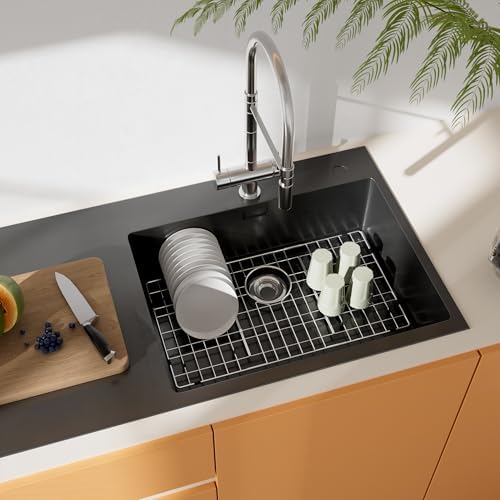 Sink Protector for Kitchen Sink,Sink Rack 26" X 14",Large Metal Sink Grate with Strainer,Stainless Steel Sink Grid for Bottom of Sink with Rear Drain Hole Dia 5",Corner Radius 0.6" - Image 5