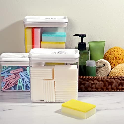 Felli Flip Tite Storage Container with Lid 4” RECTANGULAR Airtight Ring Flip Top, Stackable Kitchen Counter Pantry Organizer Acrylic Canister Jar for Pasta Spaghetti Cereal Granola Coffee (1.9qt) - Image 5
