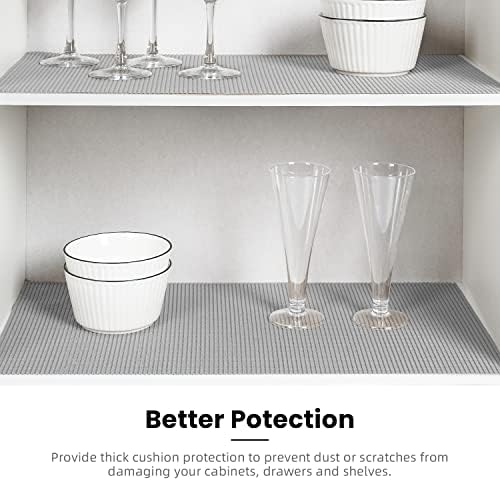 BAGAIL Non-Adhesive Shelf Liner, Thick Strong Grip Drawer Liners for Kitchen Cabinets, Heavy-Duty Easy Cut Cabinet Liners for Shelves, Pantry, Bathroom Cupboards - 12" x 20FT, LightGrey - Image 5