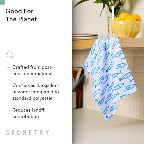 GEOMETRY Tea Towels – Spring & Summer Collection – Quick-Dry, Ultra-Absorbent, Reusable Microfiber Kitchen Towels for Drying & Cleaning - Coastal Catch - 1 Pack - Image 3