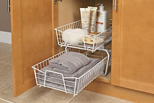 ClosetMaid 11 in. Pull Out Cabinet Organizer, 2 Tier, Heavy Duty, Slide Out Pantry Shelves Drawers for Kitchen, Bathroom, White - Image 6