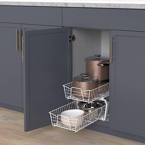 ClosetMaid 11 in. Pull Out Cabinet Organizer, 2 Tier, Heavy Duty, Slide Out Pantry Shelves Drawers for Kitchen, Bathroom, White - Image 4