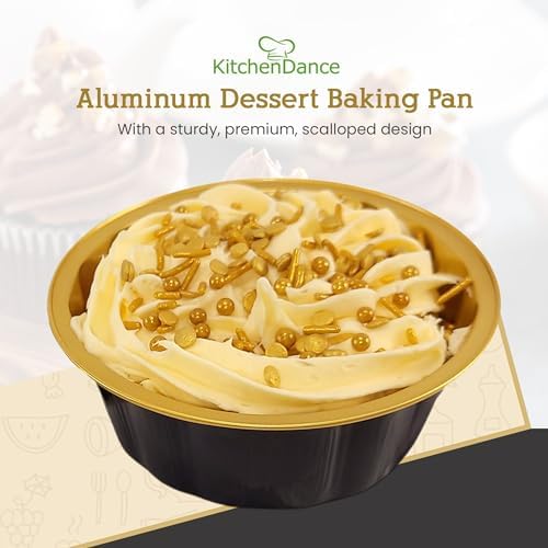 KitchenDance 8 oz Disposable Round Aluminum Foil Pan without Lids - Mini Disposable Pie Pans, Aluminum Mini Pie Tins For Baking & Storing Mini Cakes - Vibrant Colors, Sturdy Scalloped Design - A8NL - Image 2