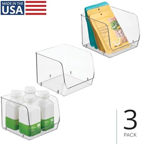 iDesign Stackable Open-Front Storage Bins, Set of 3, Clear - Image 2