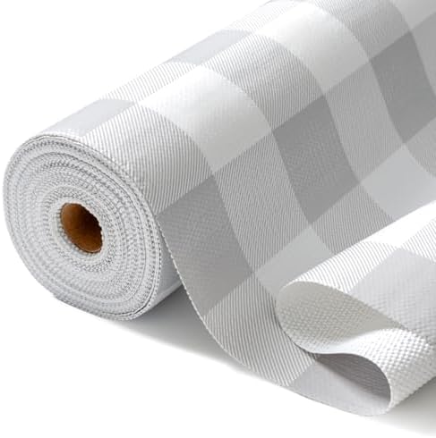 Grey Gingham Shelf Drawer Liners Non-Adhesive 11.8In x 10FT by Insigoo