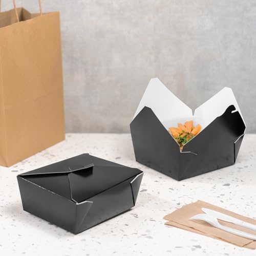 Karat Paper to Go Boxes [48 oz - 300 ct] Leak-Resistant, Microwavable, Heavy-Duty Take Out Boxes | Grease Resistant & Stackable, Black - Image 7