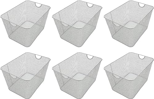YBM HOME Kitchen Pantry Organizer Wire Basket for Shelves, Cabinets, Pantry, Countertop, Mesh Open Storage Bin Metal Basket for Organizing Food Supplies 15 x 12 x 11.5, Pack of 6 by YBMHome