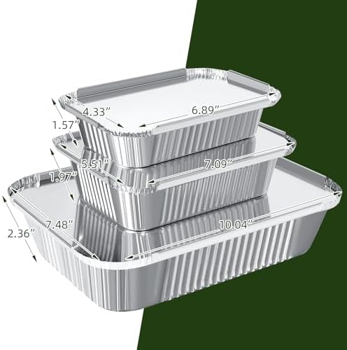 Notwoe® 30 Pack Disposable Aluminum Pans with Lids, 10x7.5 and 7.3x5.3 Square 6.9x4.3 Square Combo Set, Disposable Baking and Cake Pan. (30-Pack w/Lids) - Image 2