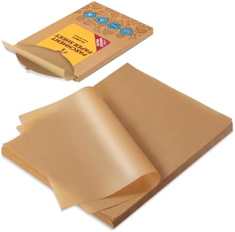Katbite Parchment Paper Baking Sheets, 265 Pcs, 10x15 Inch, Heavy Duty | Unbleached precut oil proof paper, ideal for steaming, cooking, baking bread and cakes, and wrapping food by katbite