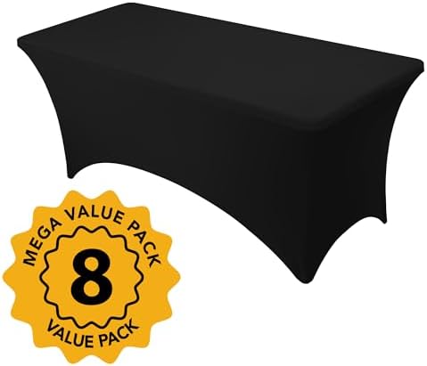 8-Pack Premium Black Spandex Tablecloths for 6ft Rectangle Tables - Image 2