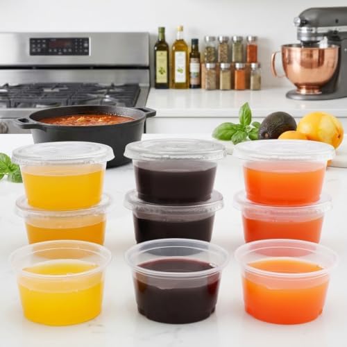Hedume 300 Sets 4oz Portion Cups with Lids, BPA-free Clear Disposable Plastic Cups for Souffle, Jello, Meal Prep, Portion Control, Salad Dressing, Slime, Condiment Container - Image 7