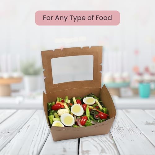 FC Meyer MeyerWindow #3 Kraft Boxes With Window, Disposable Paperboard Take Out Cartons, Bakery Boxes, Lunch Box & Go To Food Storage Container, 7 3⁄4” x 5 1⁄2” x 2 1⁄2“, Small Pack of 15 - Image 4