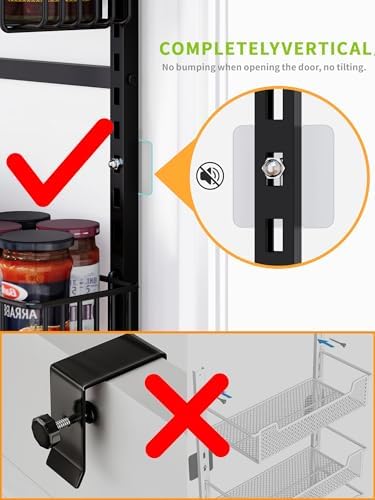 6-Tier Over Door Hanging Shelf, Adjustable Metal Storage Rack for Kitchen Pantry Office, Black - Image 6