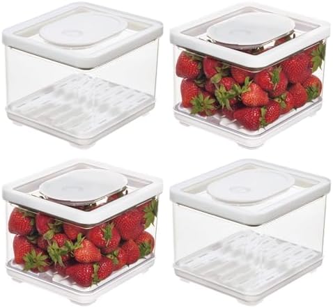 iDesign Fridge Produce Bin with Removable Drainage Tray and Lid - Set of 4 - Clear by iDesign