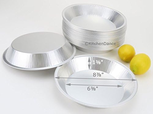 KitchenDance Disposable aluminum foil Pie Pan - 9 Inches Heavy Duty Reusable Aluminum Foil Pie Pan Perfect for Baking, Cooking, Food Preparing, Oven Safe Foil baking Pan, #509, Pack of 200 by Handi-Foil