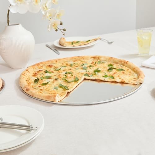 Restaurantware 20 Inch Aluminum Pizza Pan 12 Count Wide Rim Silver Pizza Pan, Heat Conductive Round Pizza Tray, Lightweight Corrosion-Resistant Serving Tray For Restaurant Or Home Use - Image 4